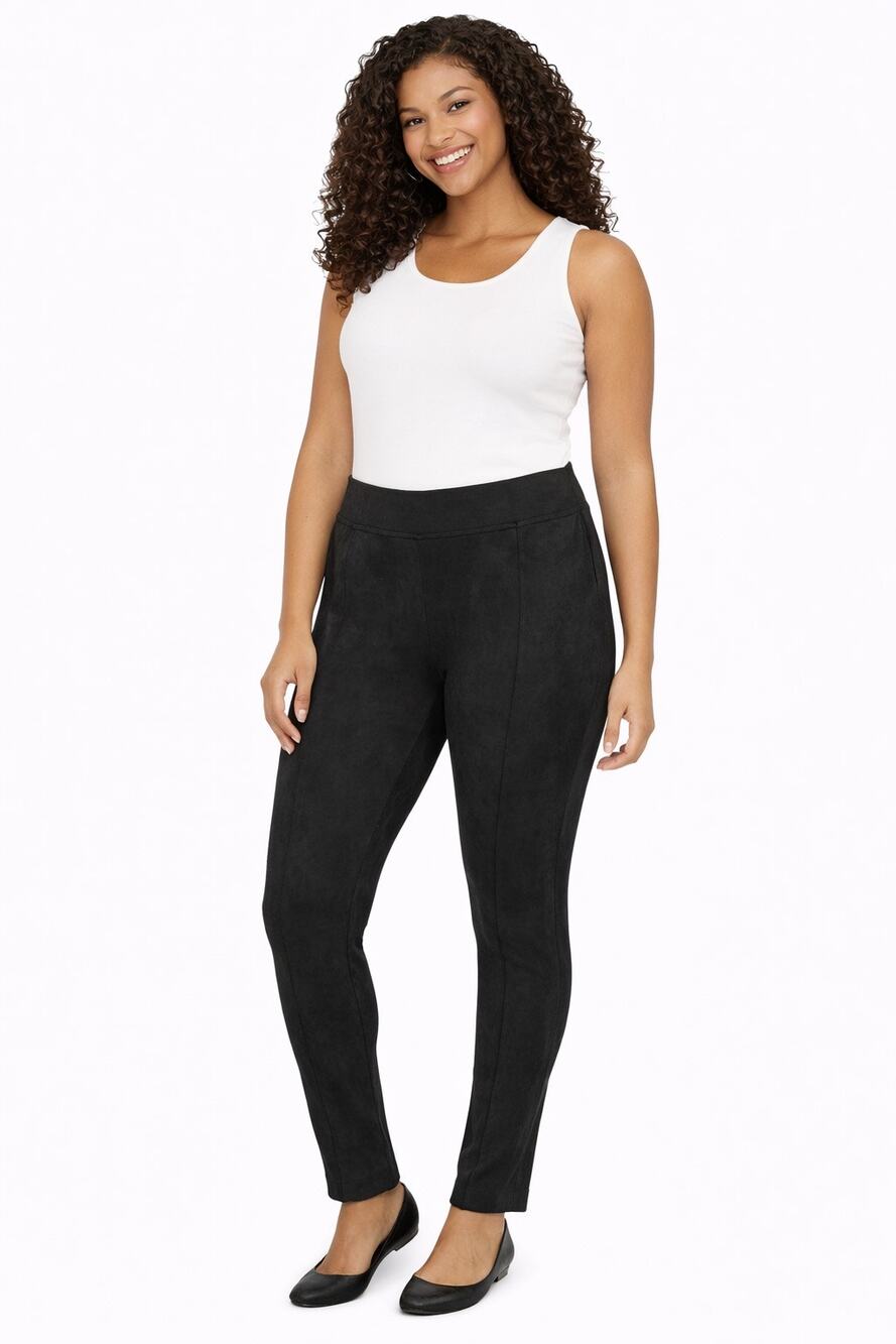 NWT Andrew Marc Faux Suede Pull-On Pants M Black